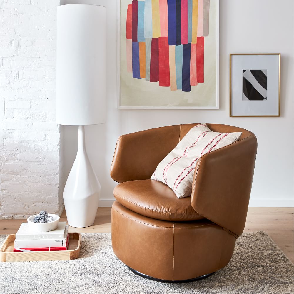 Crescent leather top swivel chair