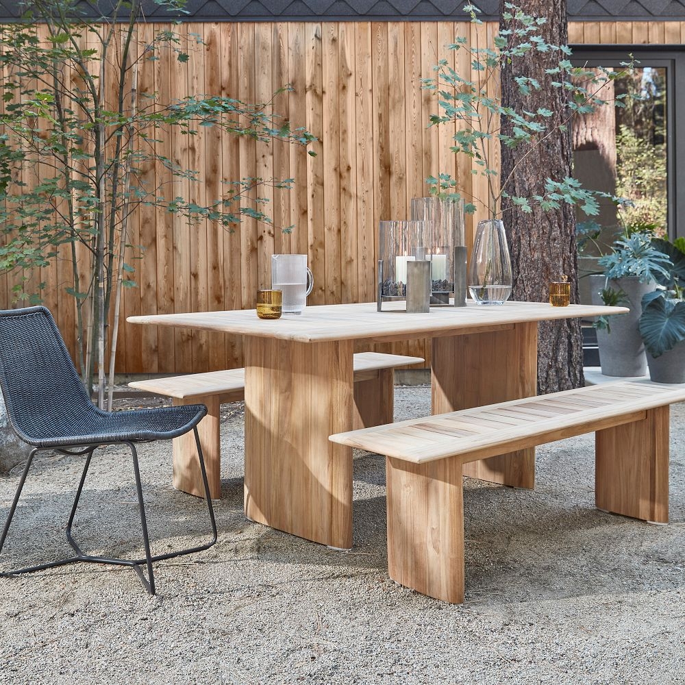 Natural wood outdoor dining table hotsell