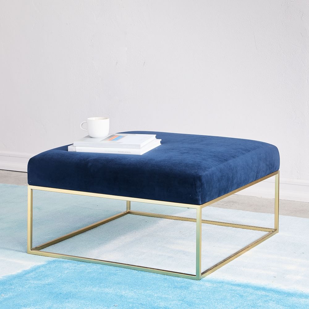Blue shop upholstered bench