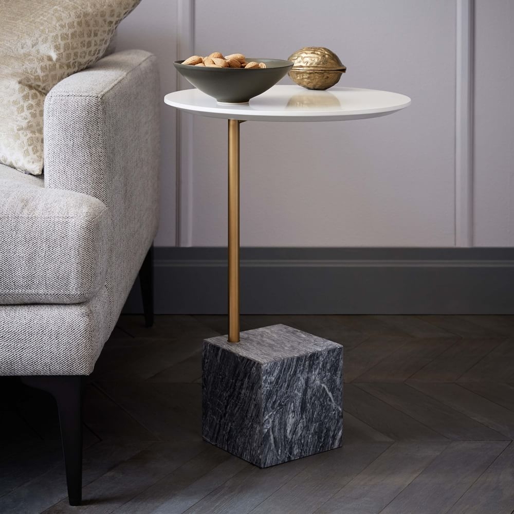 Buy online Cube C Side Table White Gray Marble now West Elm