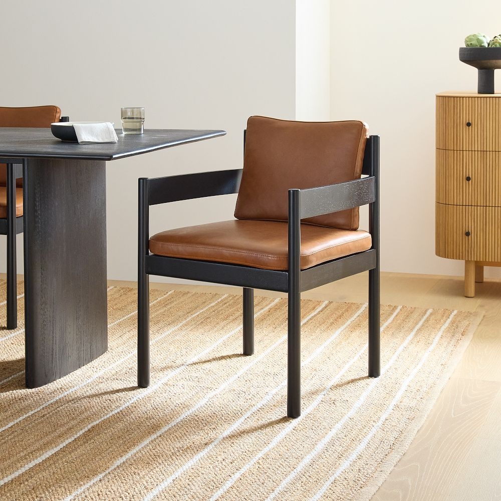 Buy online Halsey Leather Arm Dining Chair now West Elm KSA KSA