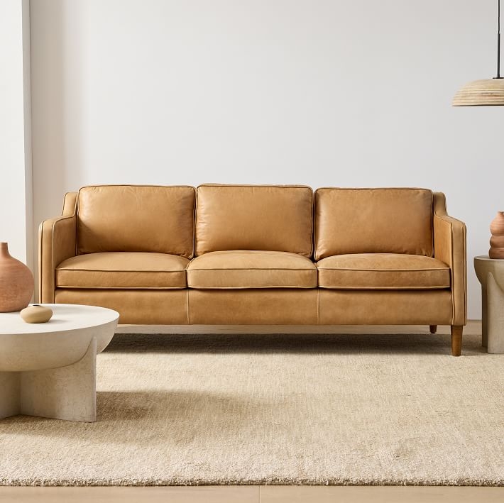 West elm leather store sofa sectional