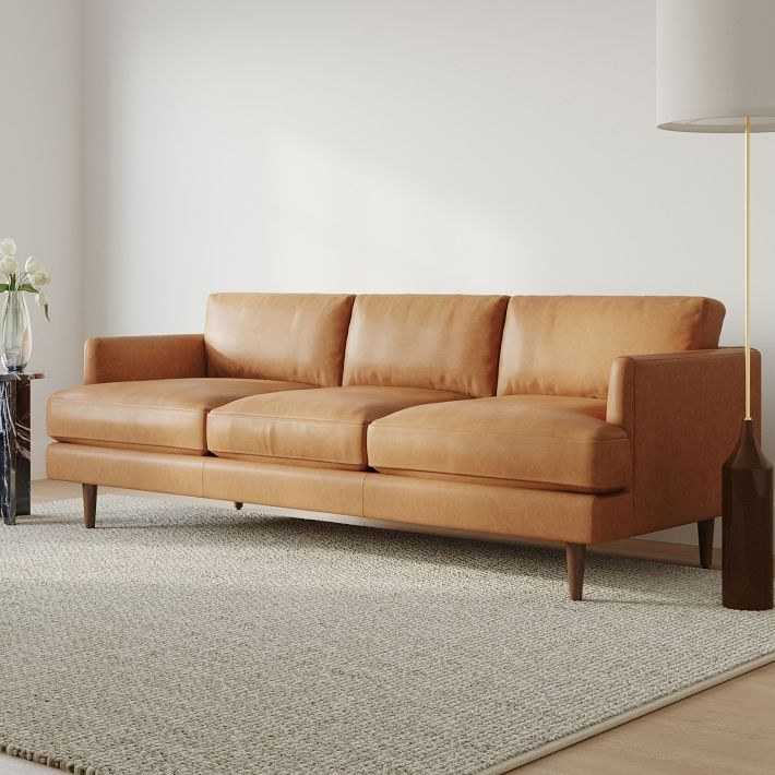 West elm leather sectional sofa cheap