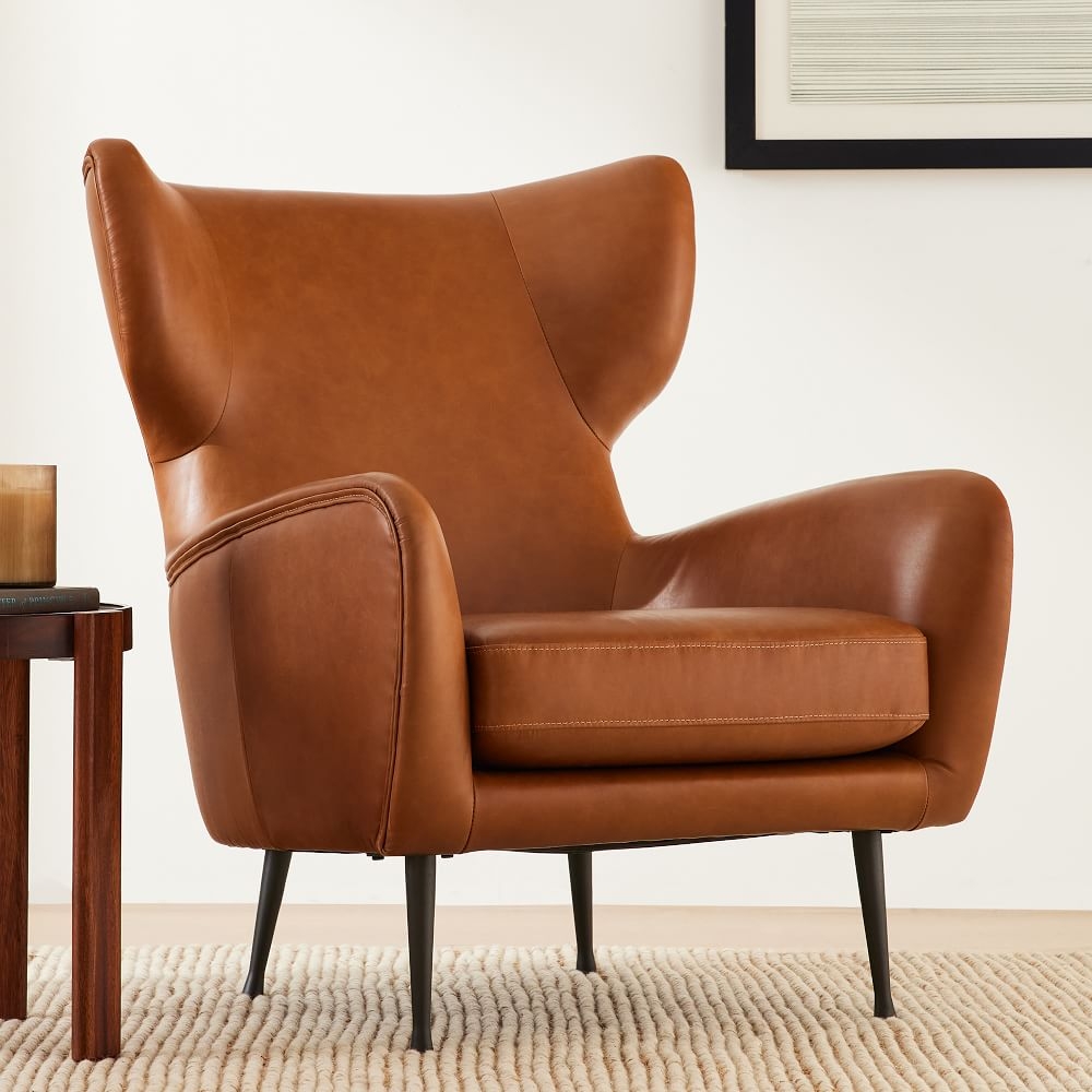 Erik leather wing best sale chair