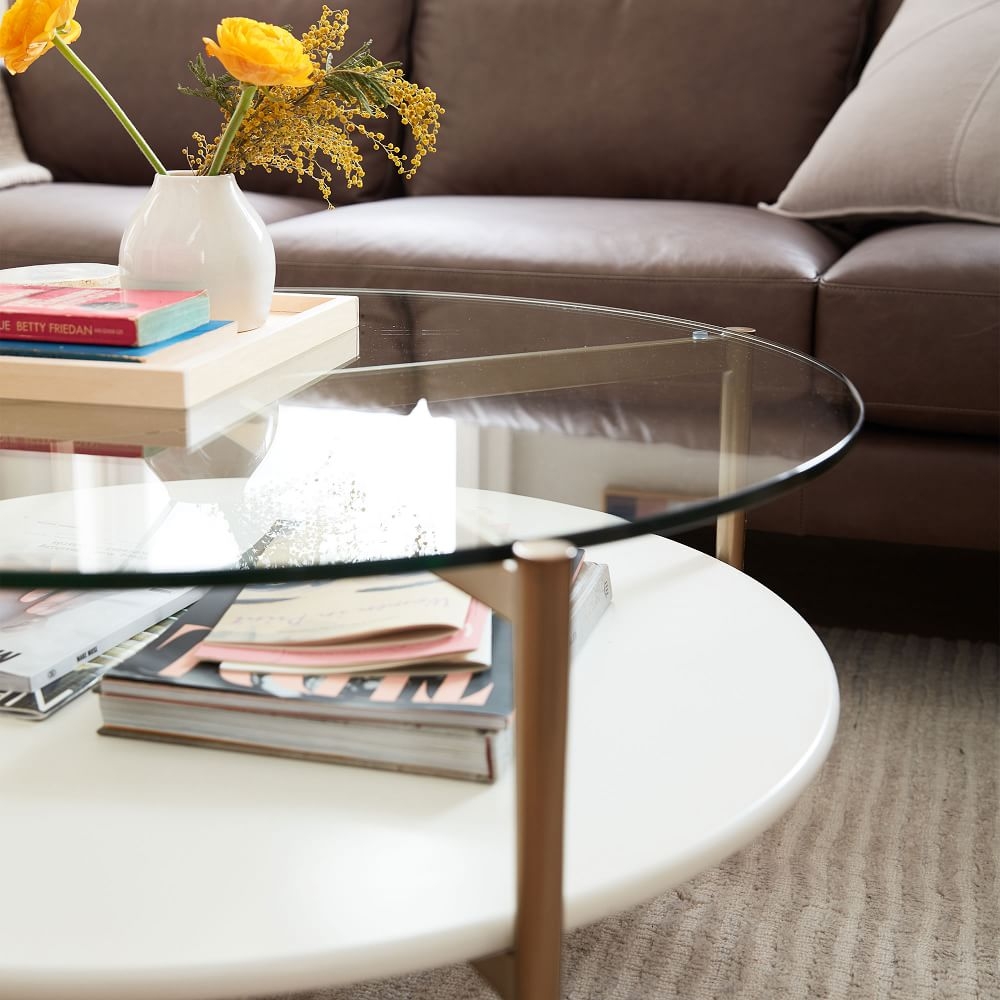 West elm coffee outlet table glass top