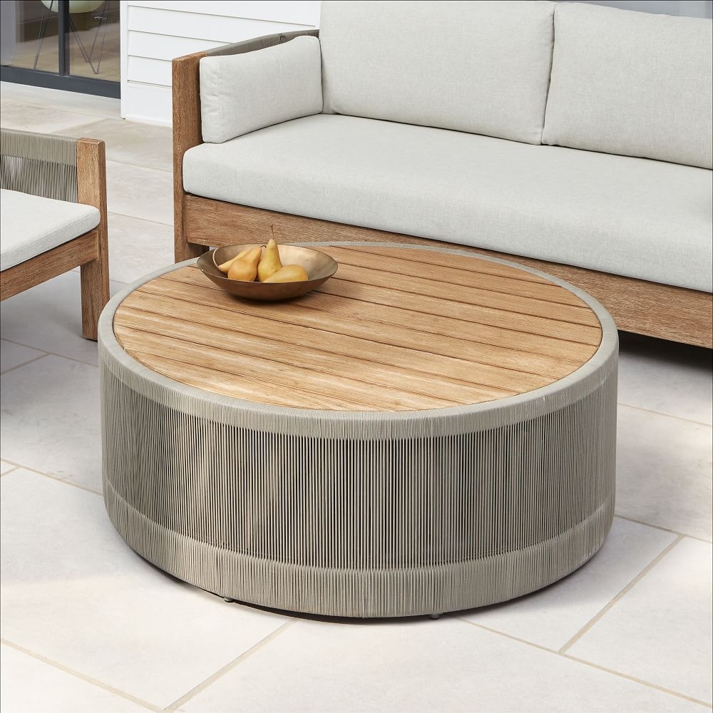Porto round outlet wood coffee table