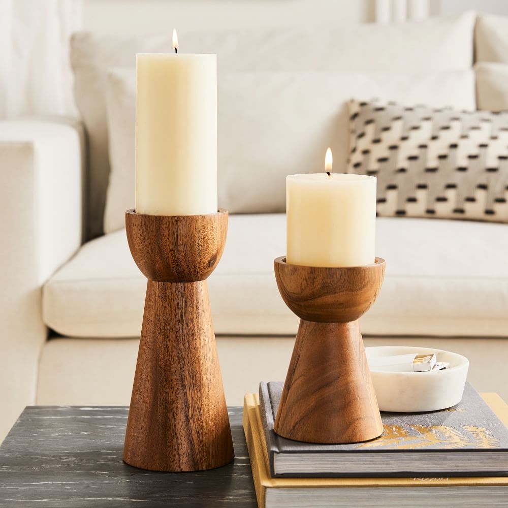 Wood pillar candle holders cheap