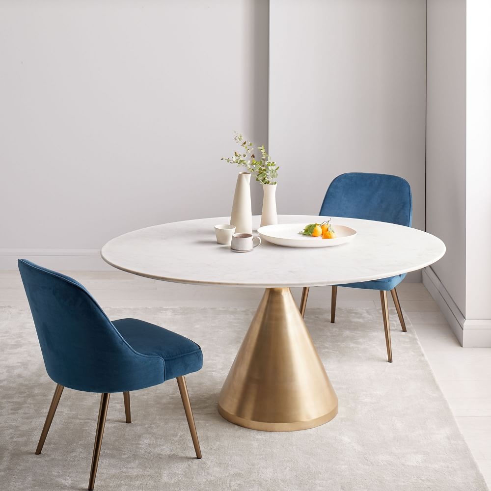 Oval white pedestal dining online table