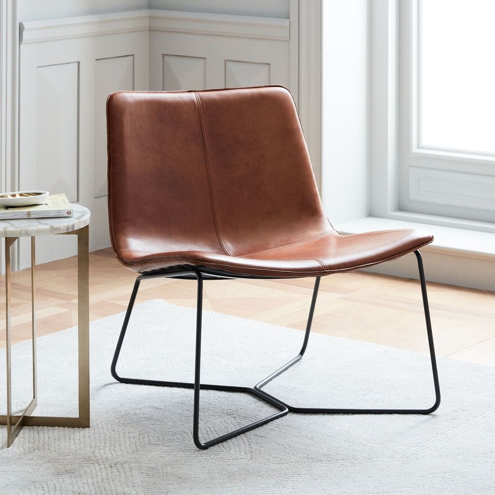 West elm store leather lounge chair