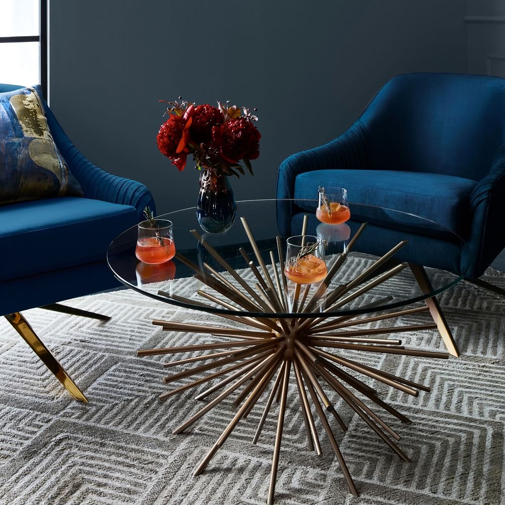 Buy online Starburst Coffee Table Blackened Brass Glass now