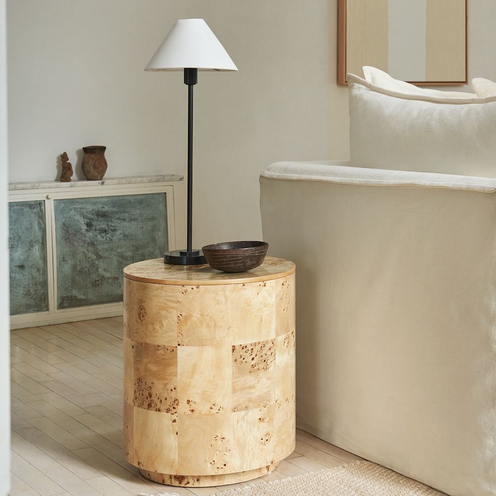 Buy online Volume Round Side Table 42cm Burl now West Elm
