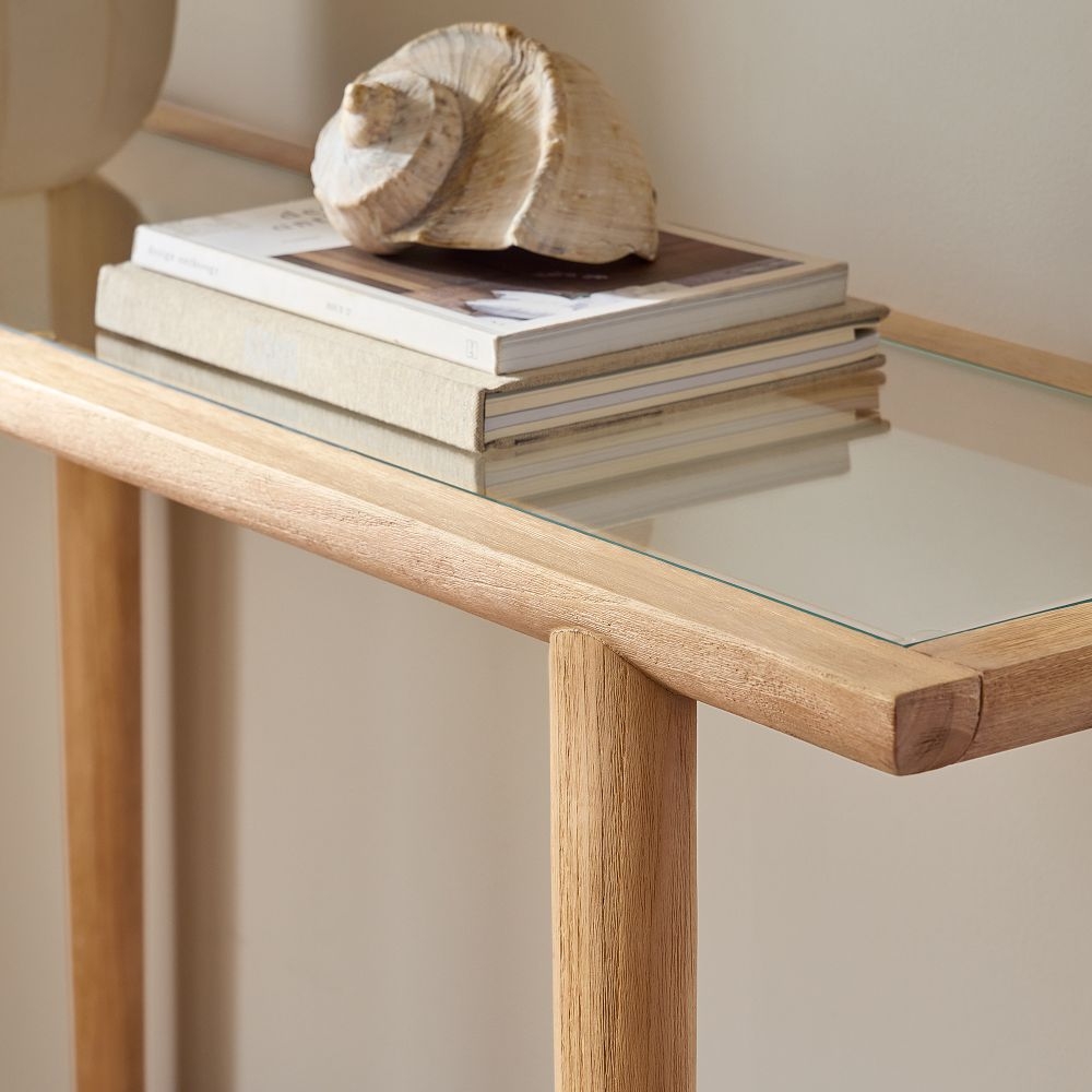 Console table wood and deals glass