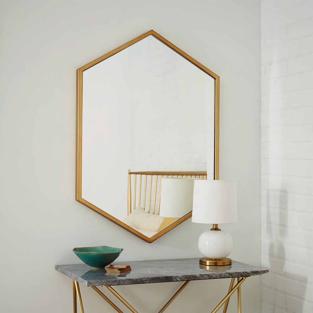 Buy online Metal Frame 86cm Hexagon Mirror now West Elm KSA KSA