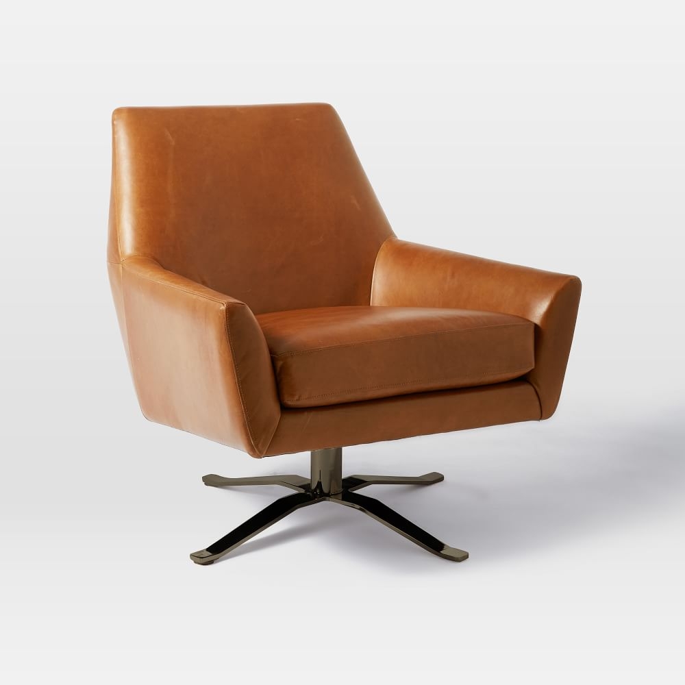 Buy online Lucas Leather Swivel Base Chair now West Elm KSA KSA